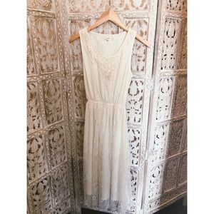 Cream Lace Midi Dress